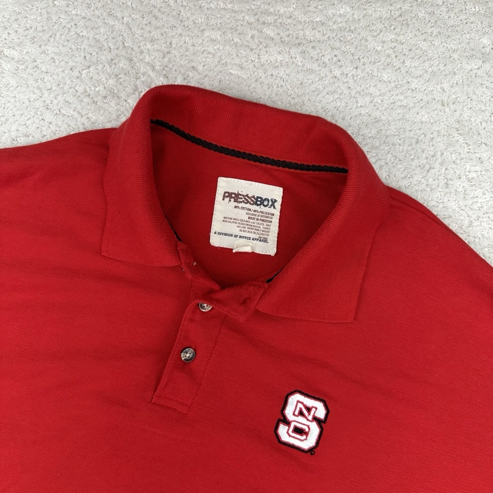 NC State  Wolfpack Shirt Mens Extra Large XL Red Athletic Polo Pressbox NCAA ACC